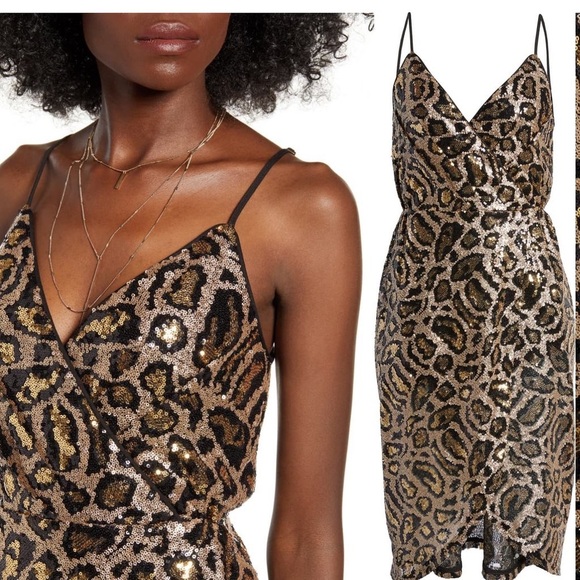 J.O.A. Sequin leopard Slip Dress Size S - Picture 2 of 7